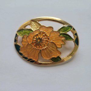 Vintage Gold Open Flower Brooch Pin